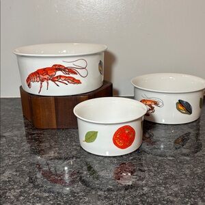 Vintage BIA cordon Bleu White Ceramic Bowls with majilly  Lobster Design